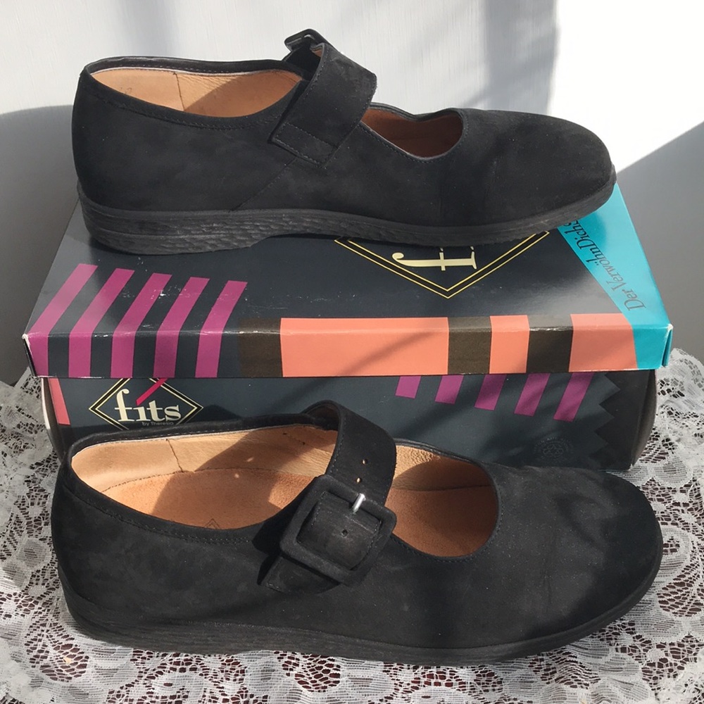 Fits by Theresia Mary Jane Nubuk Schwarz Shoes 9.5